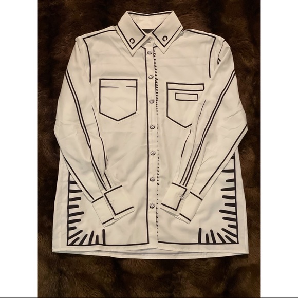 White and black button down shirt - Picture 2 of 5